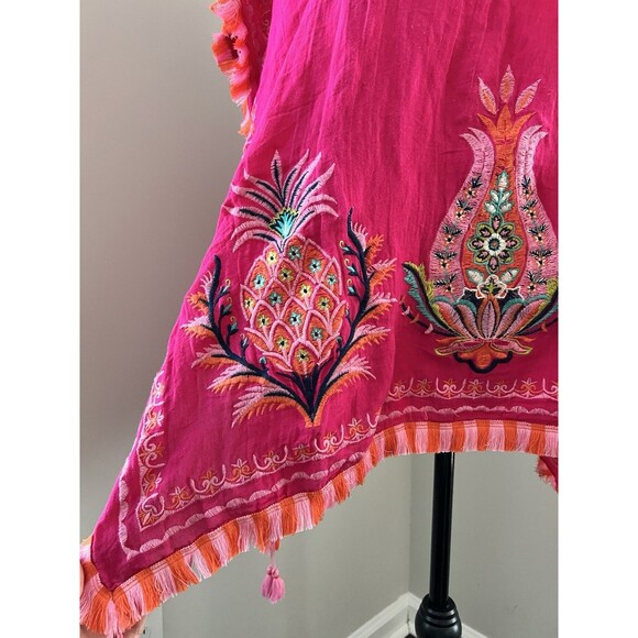 Spartina 449 Pink Embroidered Fringe Tunic Swim Cover One Size - Picture 5 of 9